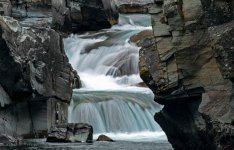 Rushing Water Between Rock Walls
